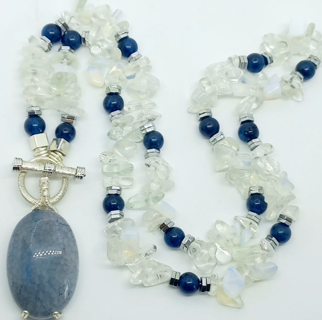 DAMARLI AKİK-OPALİT EL YAPIMI KOLYE