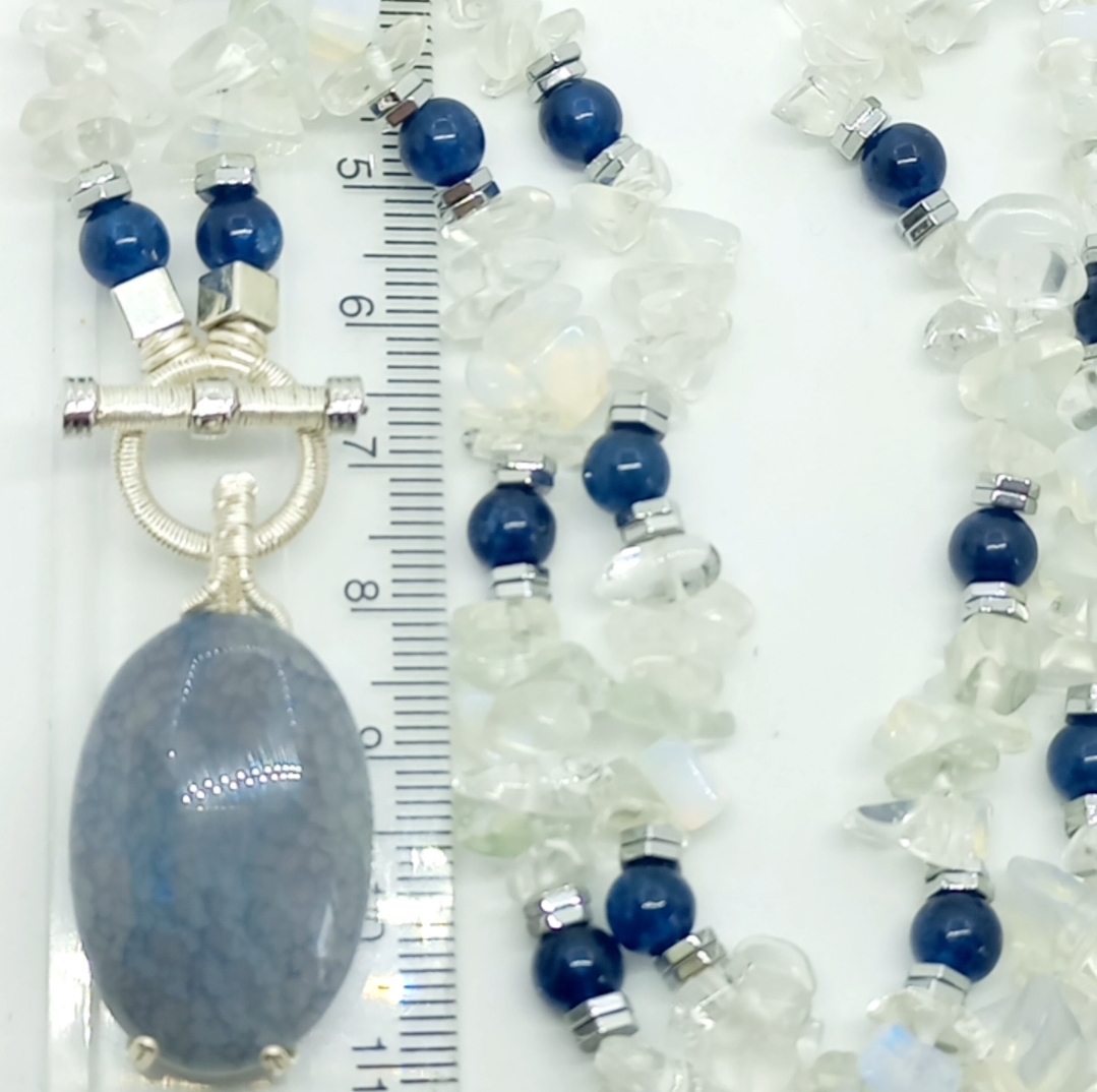 DAMARLI AKİK-OPALİT EL YAPIMI KOLYE