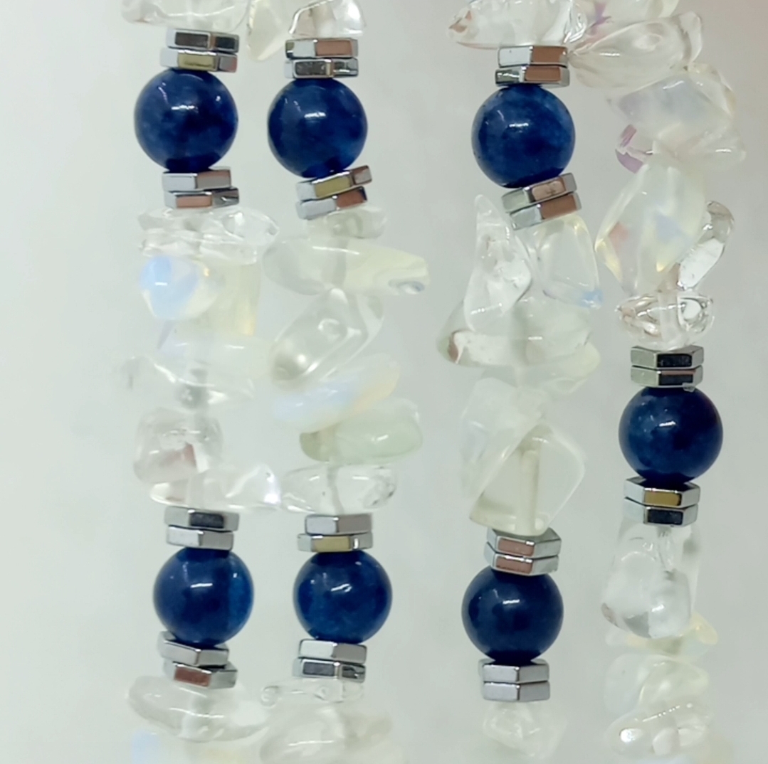 DAMARLI AKİK-OPALİT EL YAPIMI KOLYE