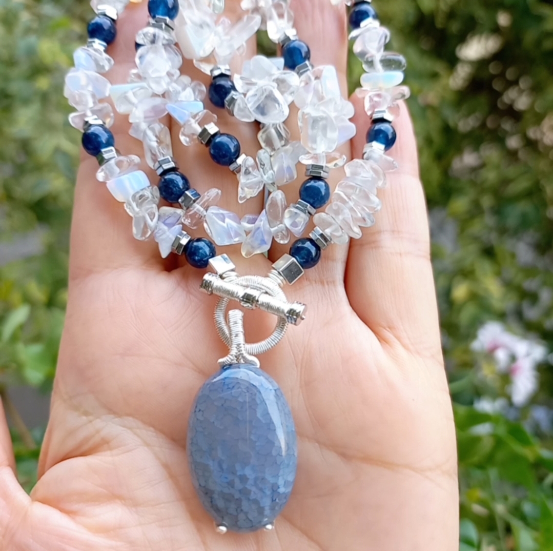 DAMARLI AKİK-OPALİT EL YAPIMI KOLYE