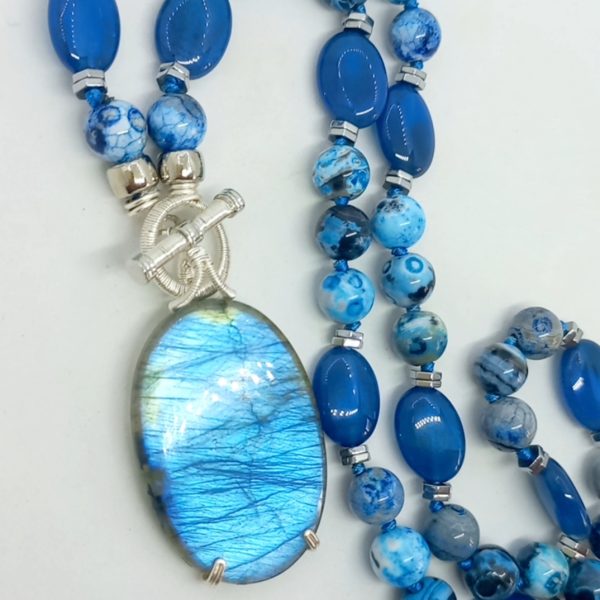 Labradorit Akik el yapımı kolye