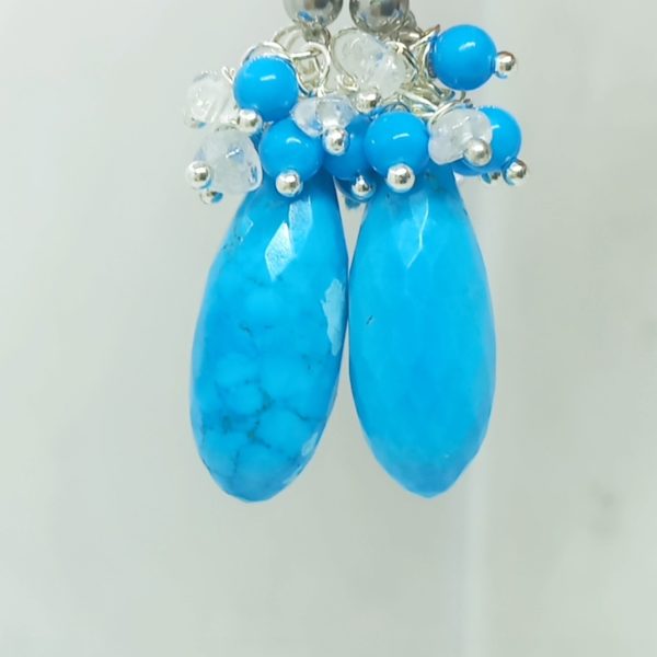 Turkuaz kristal Kuvars el yapımı küpe Turkuaz kristal Kuvars el yapımı küpe