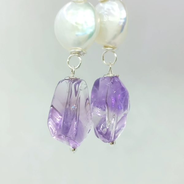 Ametist doğal İnci el yapımı küpe Ametist doğal İnci el yapımı küpe