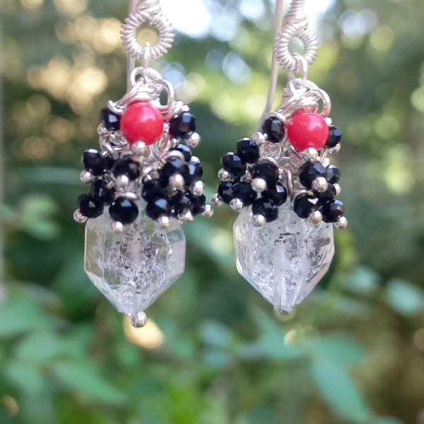 Herkimer ham elmas gümüş aparatlı el yapımı küpe Herkimer ham elmas gümüş aparatlı el yapımı küpe