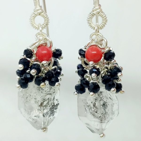 Herkimer ham elmas gümüş aparatlı el yapımı küpe Herkimer ham elmas gümüş aparatlı el yapımı küpe