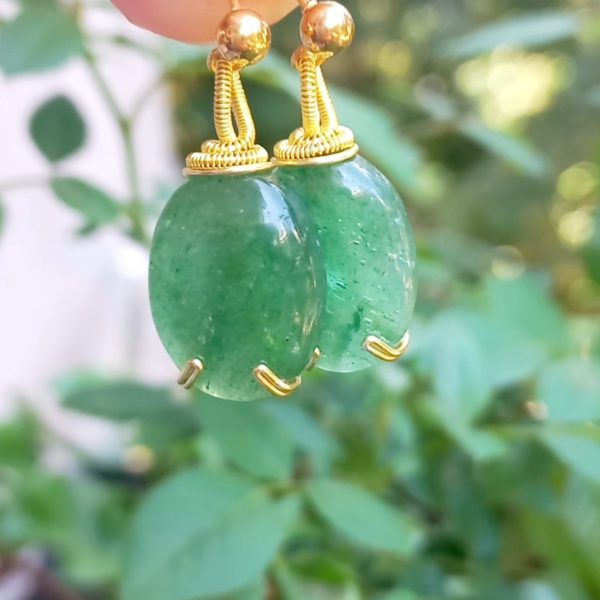 Aventurin altın kaplamalı el yapımı küpe Aventurin altın kaplamalı el yapımı küpe