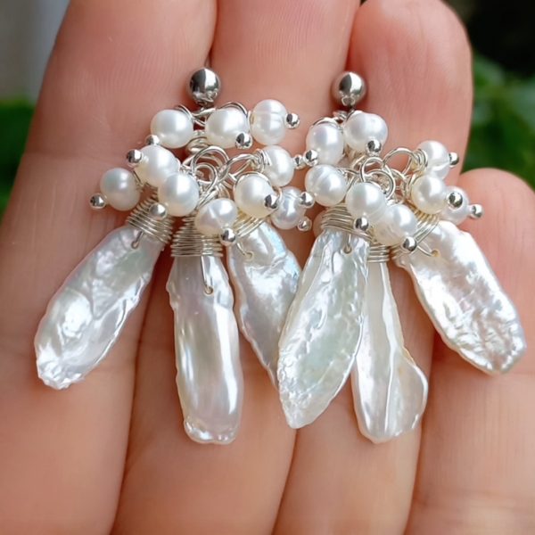 Doğal Keshi İnci el yapımı küpe Doğal Keshi İnci el yapımı küpe