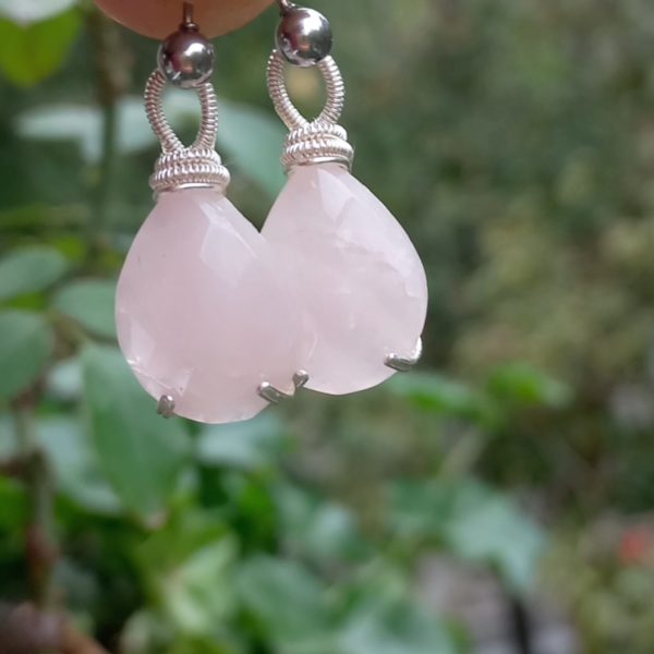 Fasetli damla Kuvars çelik aparatlı el yapımı küpe Fasetli damla Kuvars çelik aparatlı el yapımı küpe