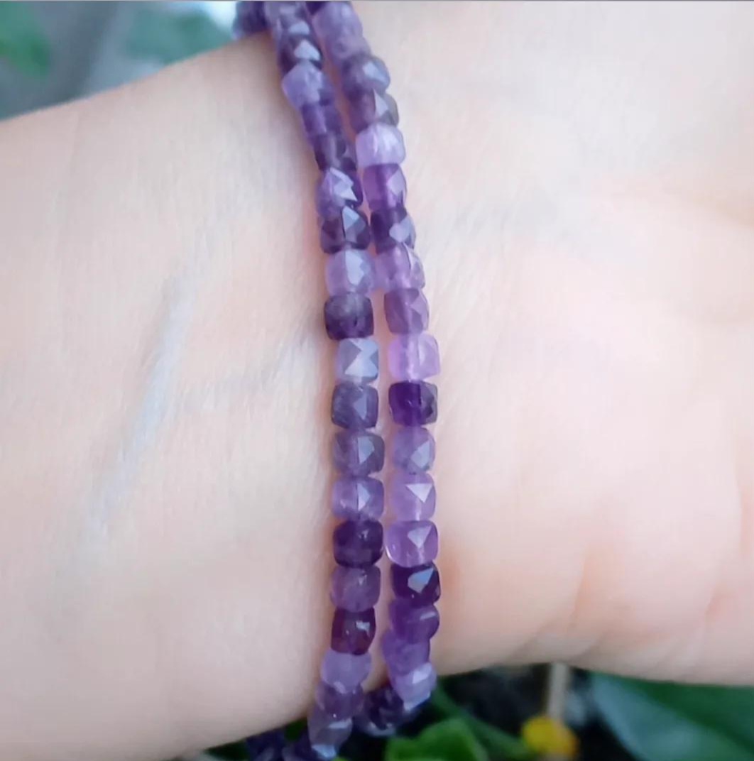 Ametist iki sıralı Zirkonlu el yapımı bileklik