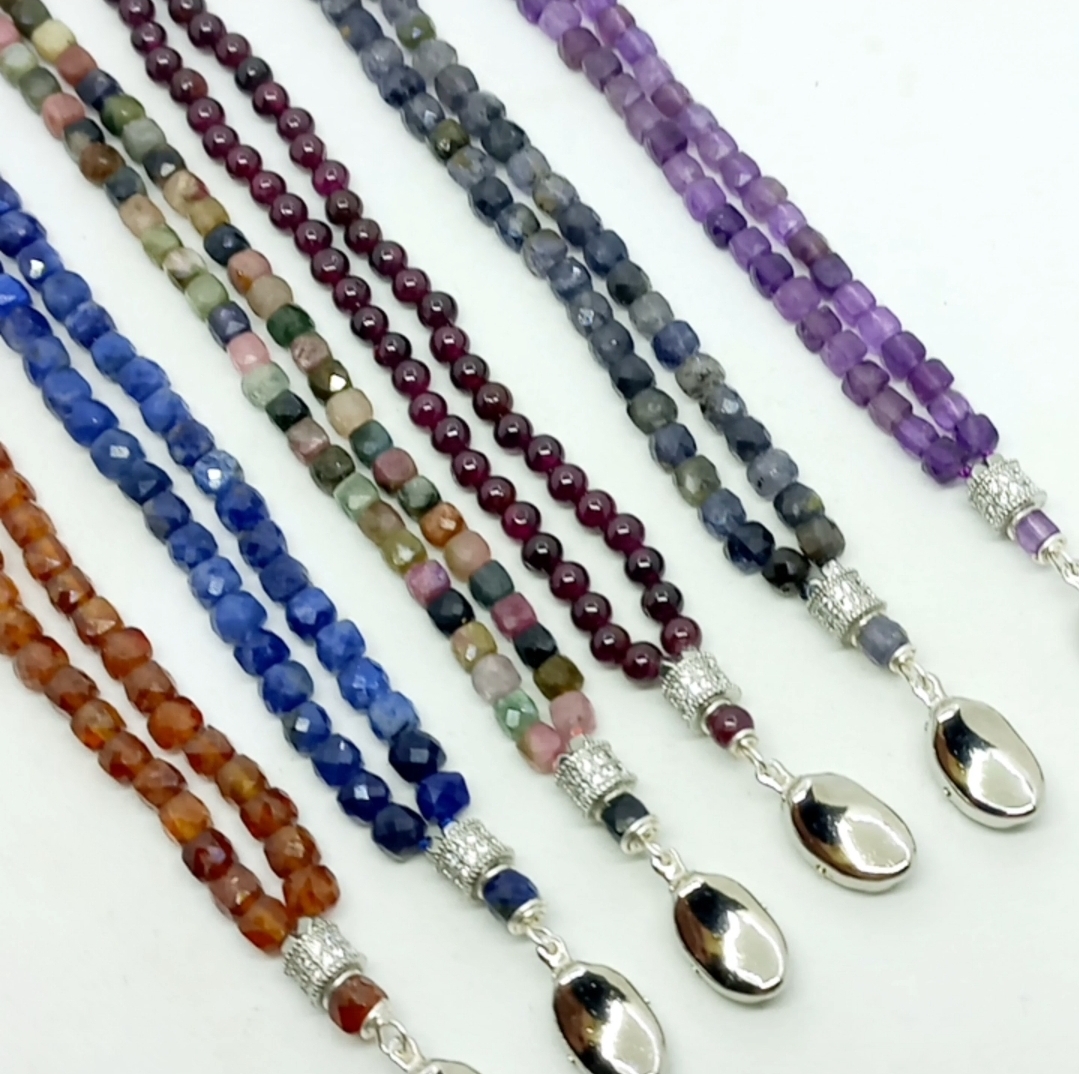 Ametist iki sıralı Zirkonlu el yapımı bileklik