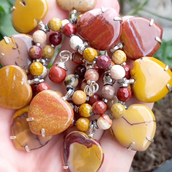 Mookaite Jasper Hematit el yapımı kolye