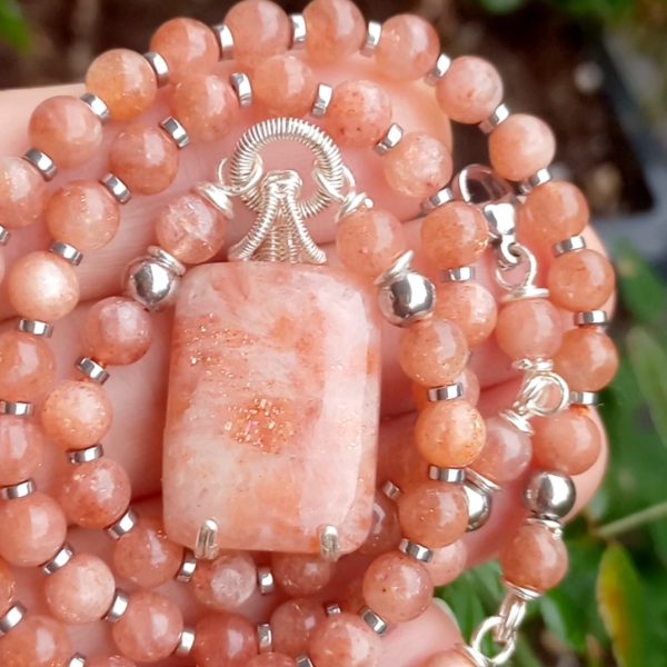 Güneş taşı Hematit el yapımı kolye