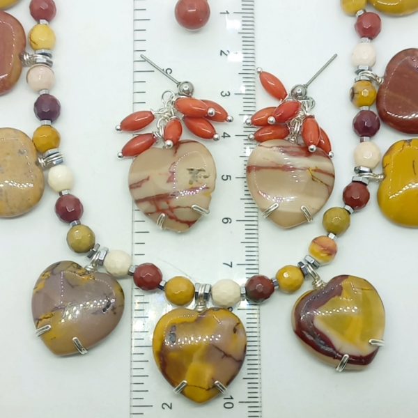 Mookaite Jasper Hematit el yapımı kolye