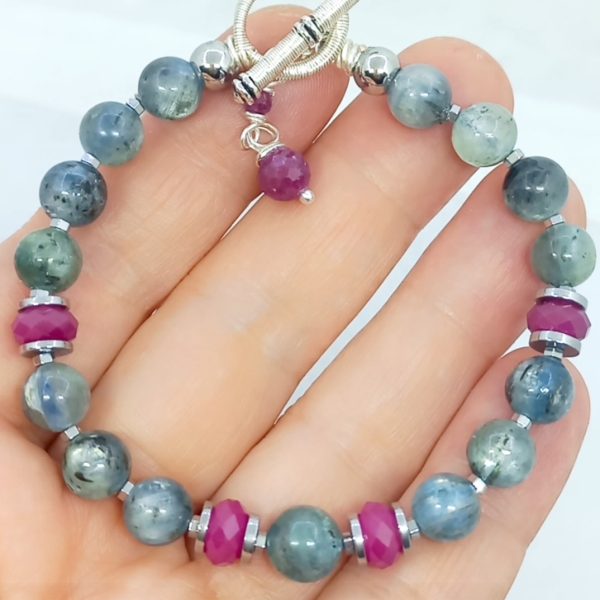 Kyanit Yakut Hematit el yapımı bileklik