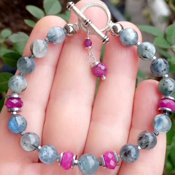 Kyanit Yakut Hematit el yapımı bileklik