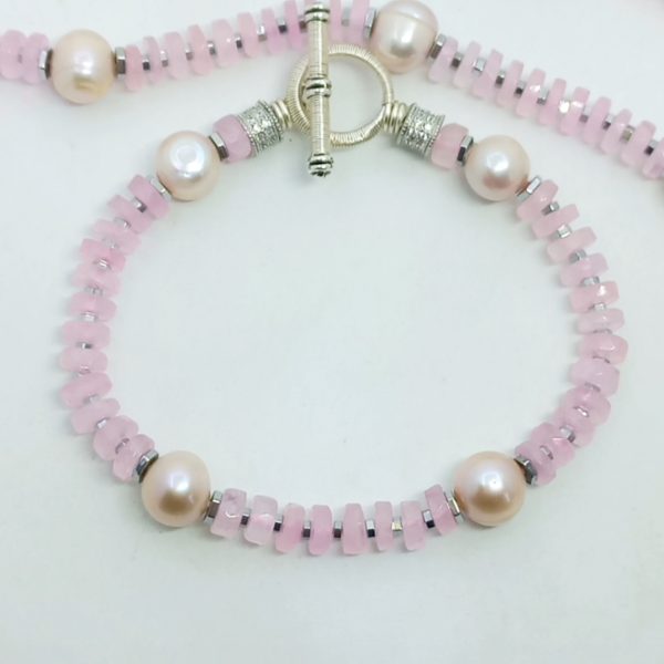 Hindistan el kesimi pembe Kuvars doğal pembe İnci Zirkon el yapımı bileklik