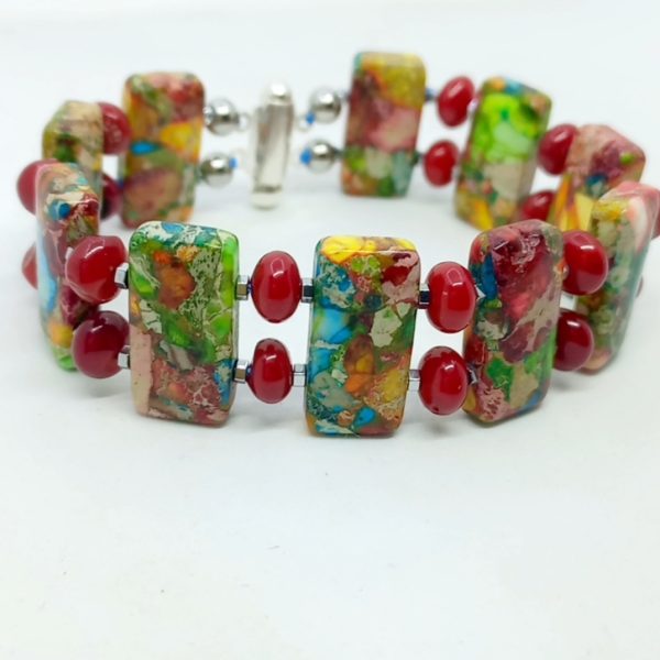 Varisit Mercan Hematit Gümüş (925) aparatlı el yapımı bileklik Varisit Mercan Hematit Gümüş (925) aparatlı el yapımı bileklik