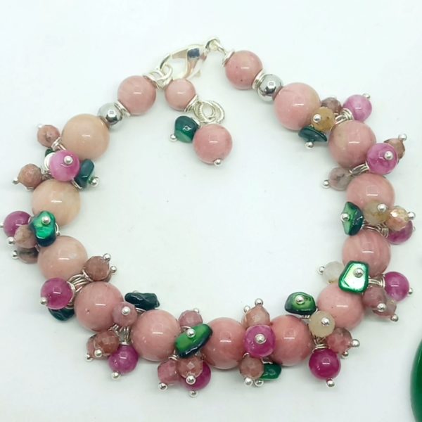 Rodonit Rodokrozit Kuvars Sedef el yapımı bileklik Rodonit Rodokrozit Kuvars Sedef el yapımı bileklik