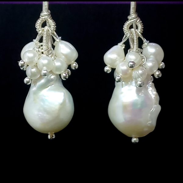 Barok İnci gümüş(925) el yapımı küpe b