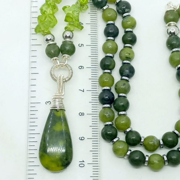 Atlantsite Yeşim Zebercet Hematit çelik aparatlı el yapımı kolye