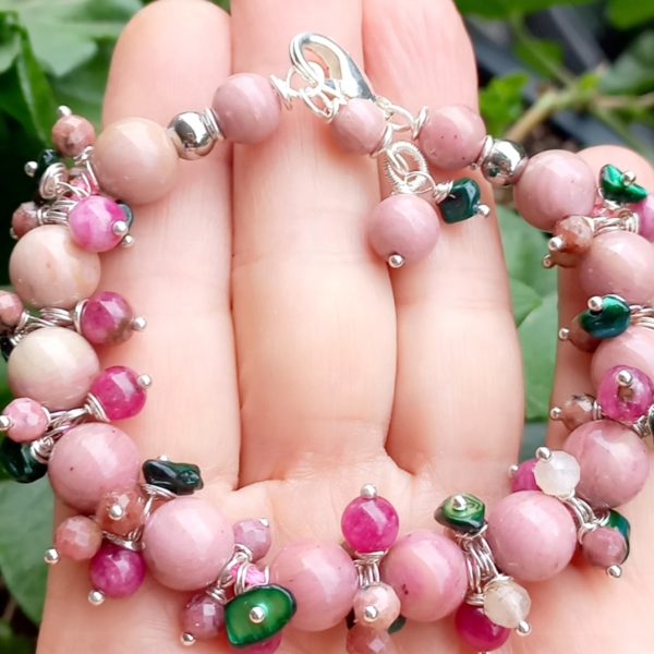 Rodonit Rodokrozit Kuvars Sedef el yapımı bileklik Rodonit Rodokrozit Kuvars Sedef el yapımı bileklik