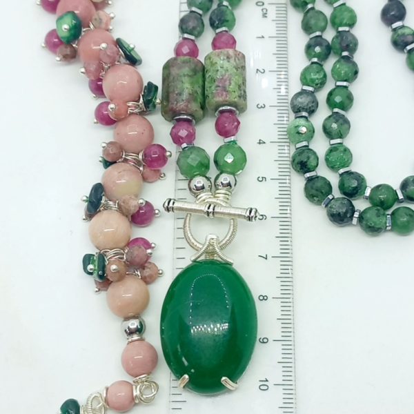 Yeşim Rubyzoisit Hematit el yapımı kolye