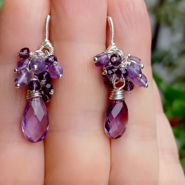 Ametist el yapımı küpe