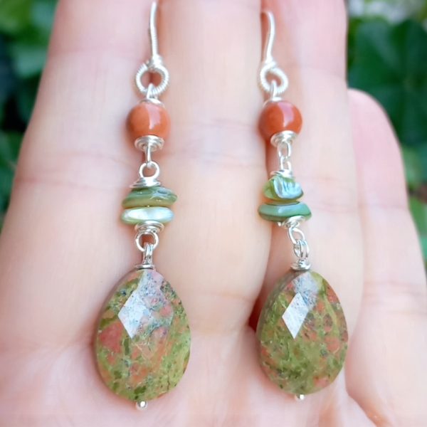 Unakit Sedef Jasper el yapımı küpe