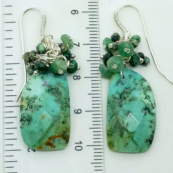 Afrika Turkuaz Zümrüt Zoisit el yapımı küpe