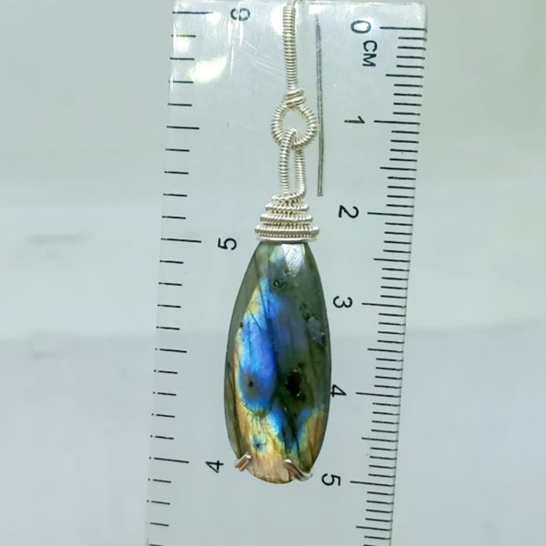 Faset kesim damla Labradorit el yapımı küpe