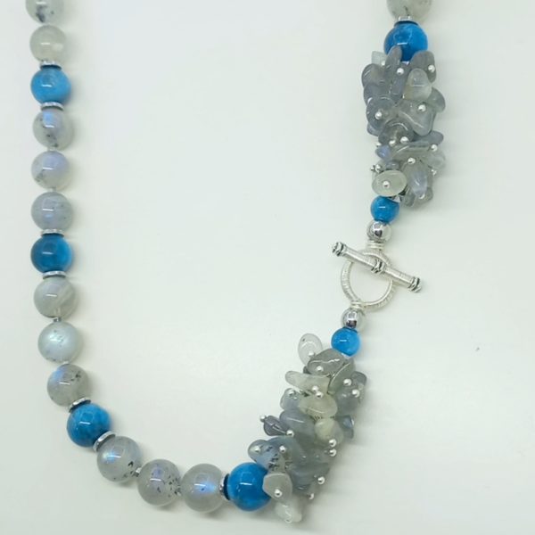 Labradorit Apatit Hematit el yapımı kolye