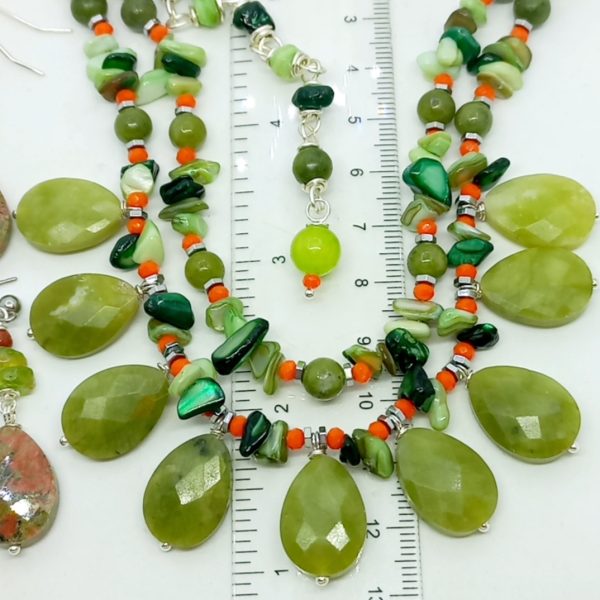 Yeşim Sedef Hematit iki sıralı el yapımı kolye