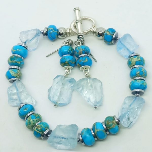 Ham Topaz Varisit Hematit el yapımı bileklik