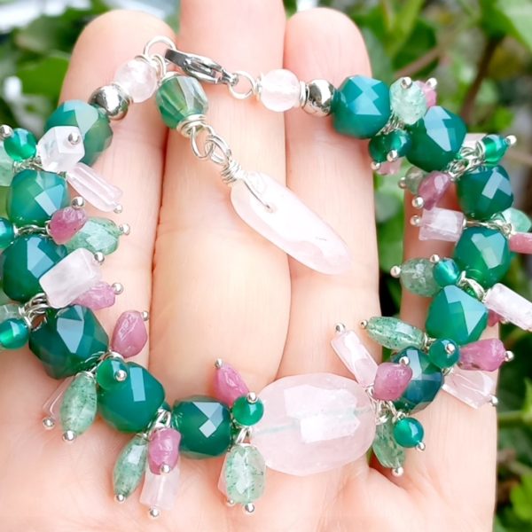 Akik Kuvars Turmalin el yapımı çelik aparatlı bileklik Akik Kuvars Turmalin el yapımı çelik aparatlı bileklik