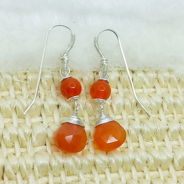 Kehribar Akik el yapımı küpe