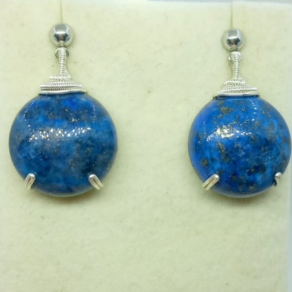 Lapis lazuli çelik aparatlı el yapımı küpe