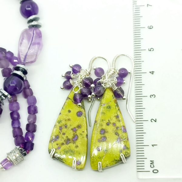 Atlantisit Ametist el yapımı küpe