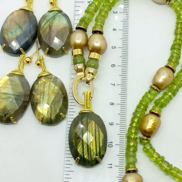 Labradorit Hindistan el kesimi Zebercet doğal İnci Hematit el yapımı kolye