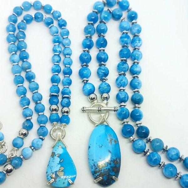 İran Firuze Apatit Hematit el yapımı kolye