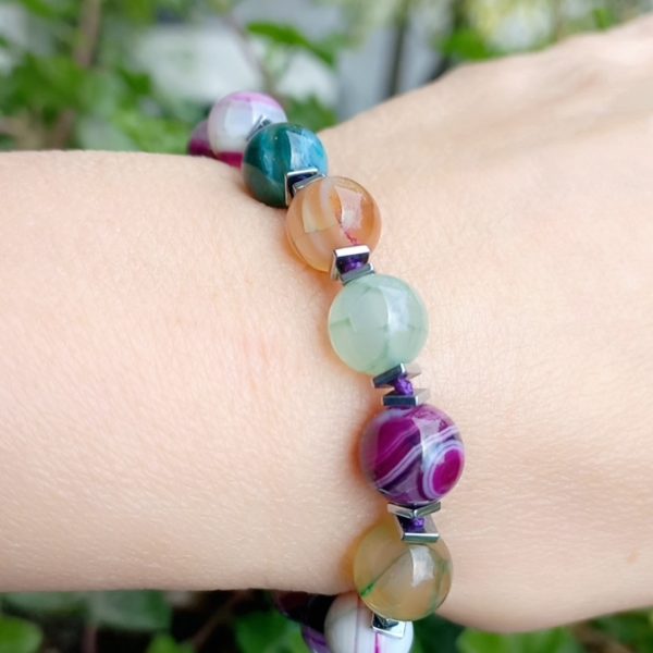 Akik Hematit Ametist el yapımı bileklik