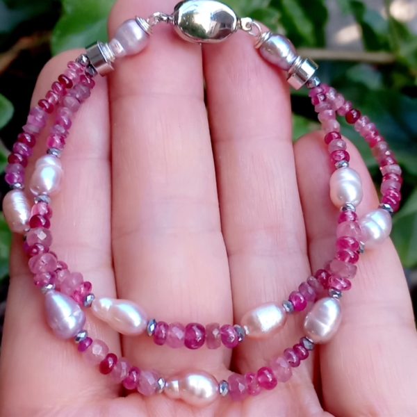 Spinel Yakut doğal İnci Hematit el yapımı bileklik