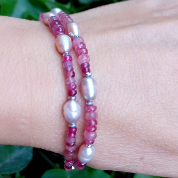 Spinel Yakut doğal İnci Hematit el yapımı bileklik