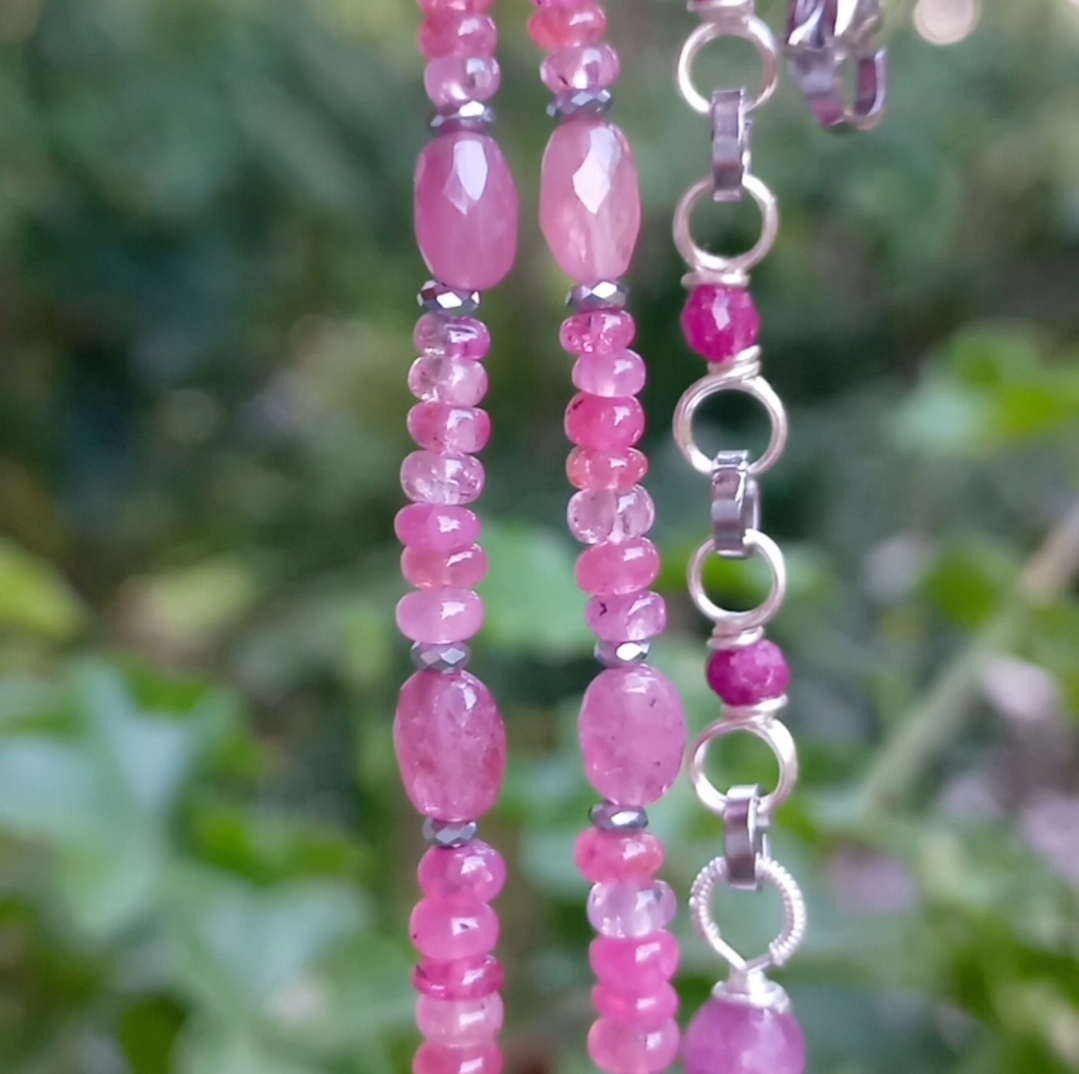 Yakut Spinel Hematit el yapımı çelik aparatlı kolye - Görsel 6