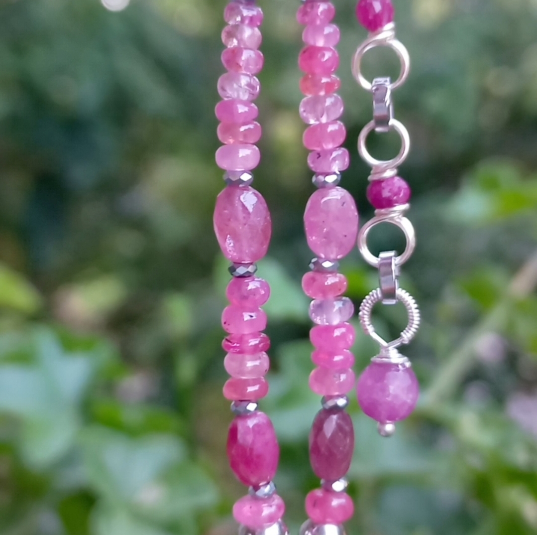 Yakut Spinel Hematit el yapımı çelik aparatlı kolye - Görsel 7