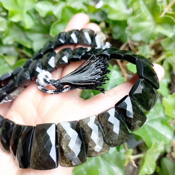 2 Hindistan Altın Obsidyen el yapımı kolye